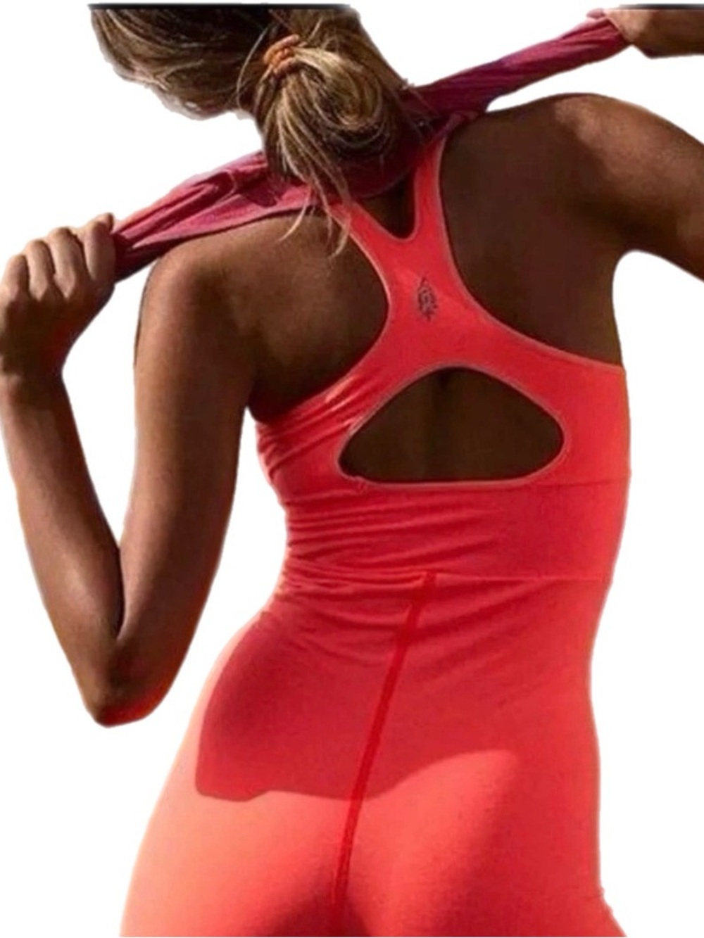 Free People Movement Every Single Time Runsie M/L New With Tags Neon Coral